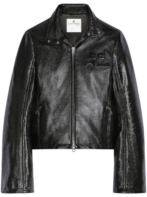 Courrèges embossed-logo zip-fastening jacket Black 324CBL194VY0014