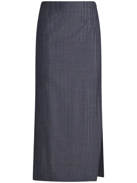 ETRO stripe-jacquard wool pencil skirt Blue WRFA004099TTB54