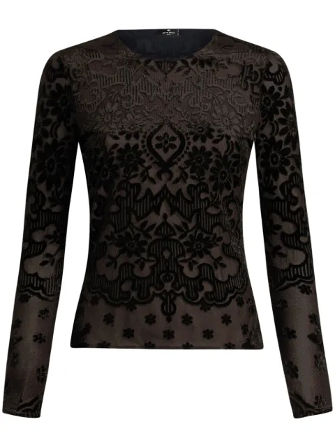 ETRO tulle and jacquard velvet top Black WRJA003899JMD01