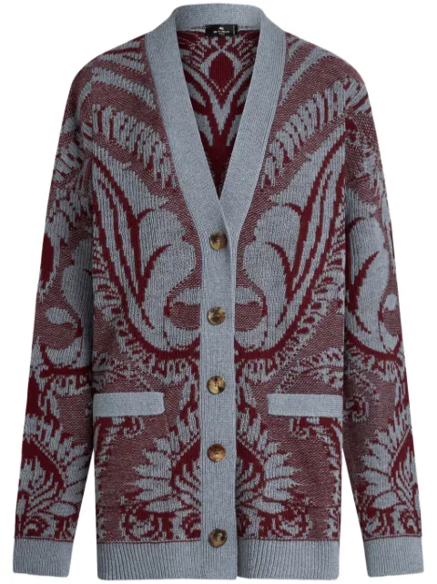 ETRO floral jacquard-knitted cardigan Blue WRKE0159AQ025