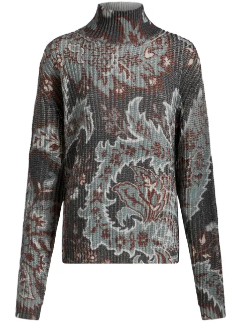 ETRO floral-print wool sweater Blue WRKE0150AL245
