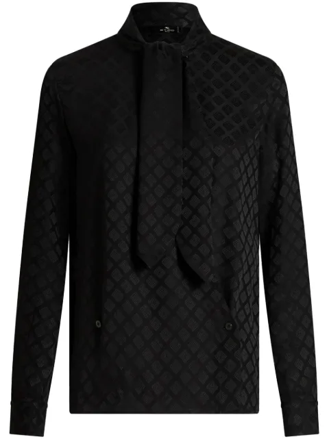 ETRO scarf-collar jacquard shirt Black WRIA003699TJ142