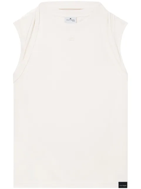 Courrèges draped-detail cotton tank top White 324JDE081JS0107