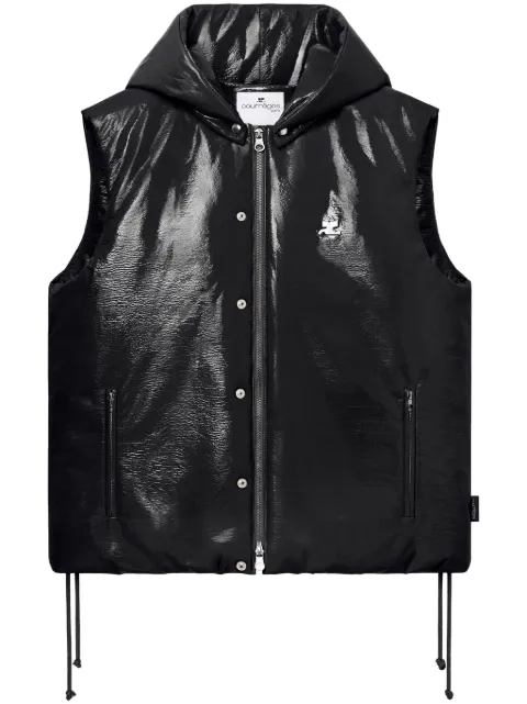 Courrèges sleeveless vinyl puffer jacket Black 324CMA163VY0016