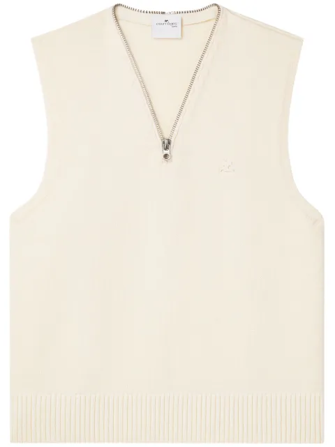 Courrèges V-neck sleeveless sweater Neutrals 324MPU180FI0036