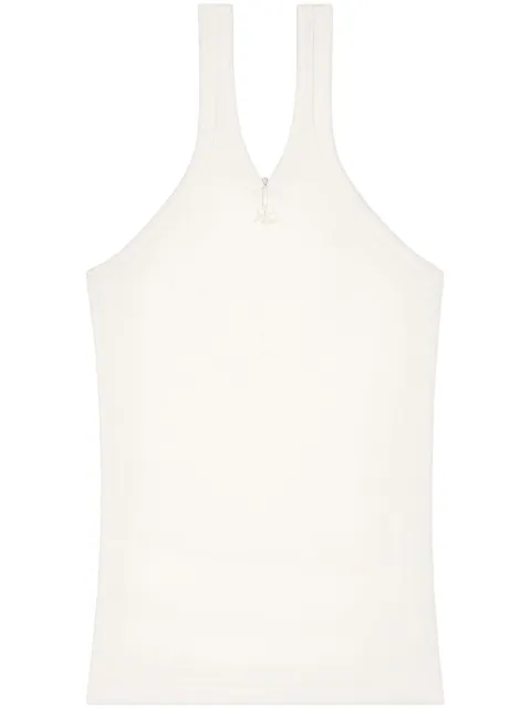 Courrèges logo-embroidered ribbed tank top White 324JDE079JS0121