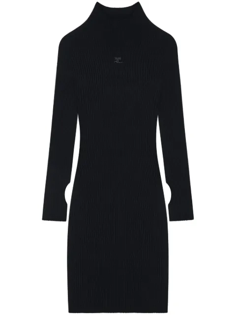 Courrèges ribbed-knit mock neck mini dress Black 324MRO466FI0049