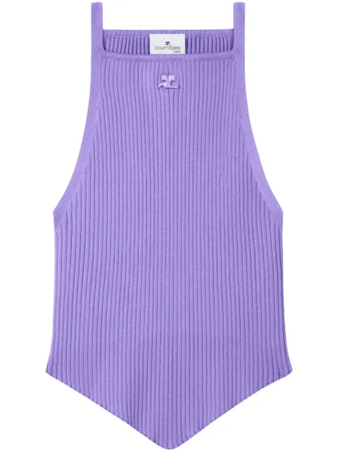 Courrèges Pointy rib-knit tank top Purple 123MTO042FI0001