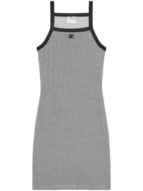 Courrèges contrast-trim houndstooth cotton mini dress Black 324JRO458JS0167
