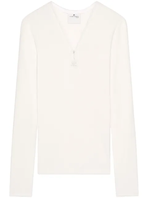 Courrèges 90's zip-neck T-shirt White 324JTS146JS0121