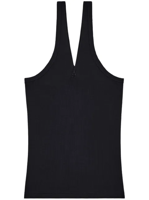 Courrèges logo-embroidered cotton-blend top Black 324JDE078JS0121