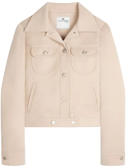 Courrèges Trucker button-fastening twill jacket Neutrals VESCBL002PL0007