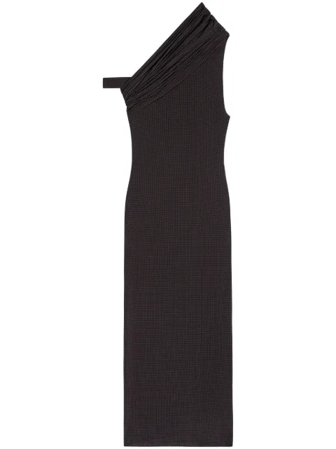 Courrèges houndstooth twist midi dress Black 324JRO450PR0078