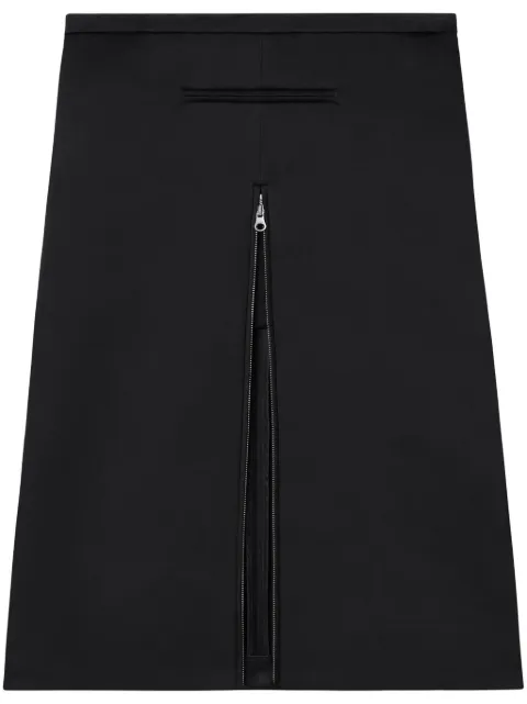 Courrèges zip-detail satin midi skirt Black 324CJU181PL0162