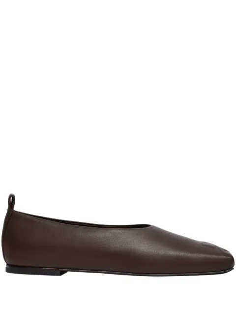 Courrèges minimal leather loafers Brown 324SCS105CR0052