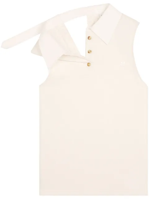 Courrèges logo-appliqué polo top Neutrals 324JPO035JS0141