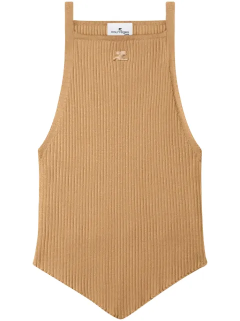 Courrèges Pointy rib-knit tank top Neutrals 123MTO042FI0001
