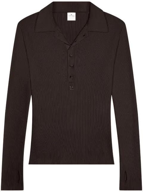 Courrèges cootn-wool blend polo Brown 324MPO038FI0049