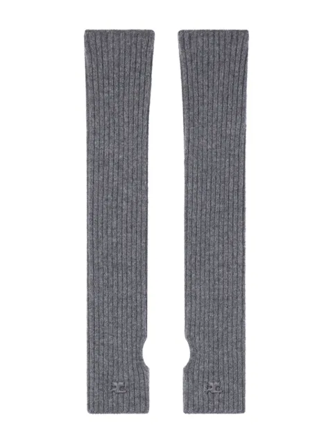 Courrèges ribbed wool mittens Grey 324MGT021FI0062