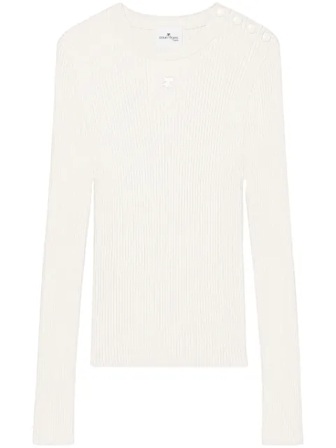 Courrèges embroidered logo ribbed-knit sweater White VESMPU187FI0001
