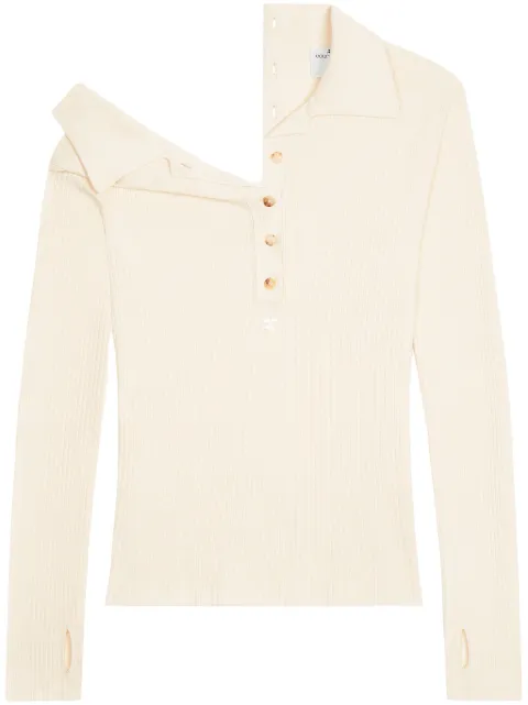 Courrèges ribbed-knit off-shoulder sweater Neutrals 324MPO037FI0049