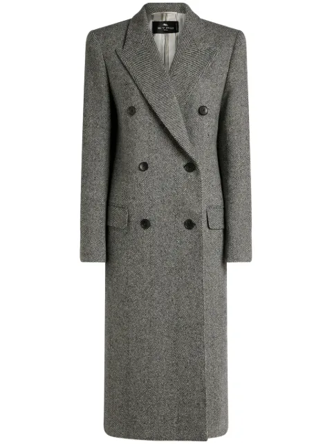 ETRO herringbone-pattern double-breasted coat Black WRAA003299TTB52