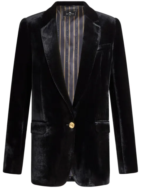 ETRO velvet single-breasted blazer Black WRCA004299TCD01