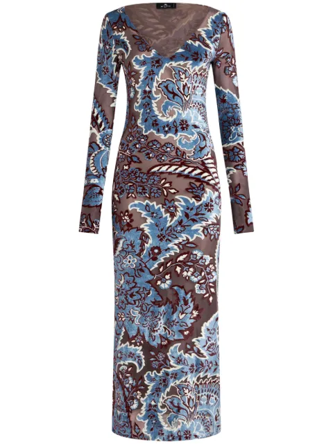 ETRO jacquard velvet dress Blue WRHA019999JJD03
