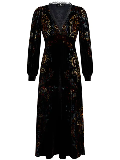 ETRO paisley-print V-neck midi dress Black WRHA017499SPD75