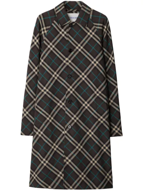 Burberry Mid-Length Check Trench Coat Brown 8091845