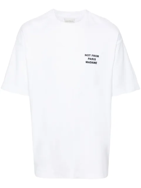 Drôle De Monsieur slogan-print cotton T-shirt Grey PERMTS203CO002