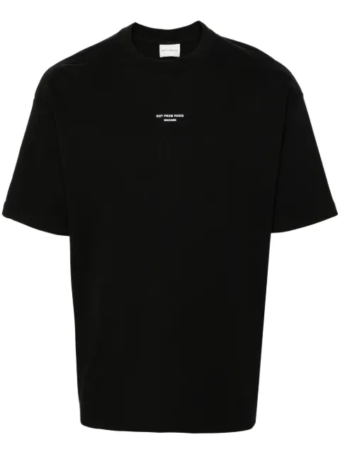 Drôle De Monsieur Le slogan-print cotton T-shirt Black PERMTS202CO002