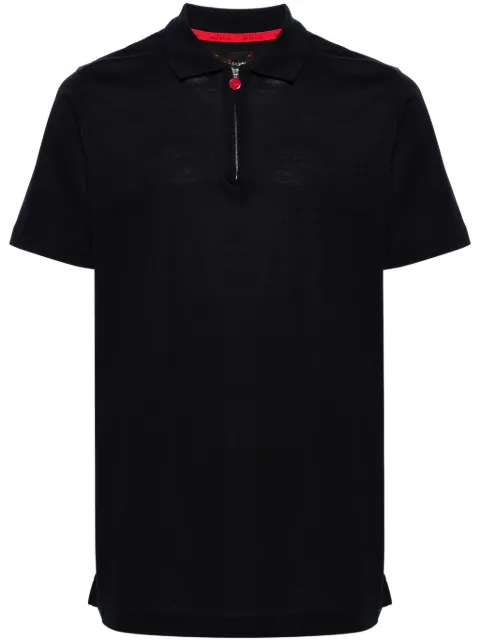 Kiton half-zip piqué polo shirt Blue UMK1171K4