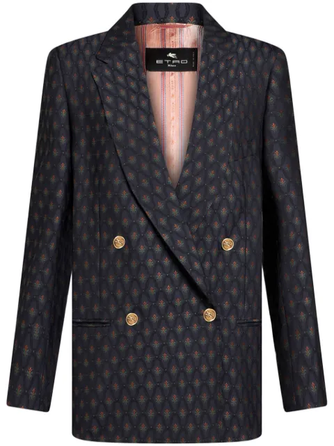 ETRO double-breasted wool jacquard jacket Blue WRCA003599TJ223