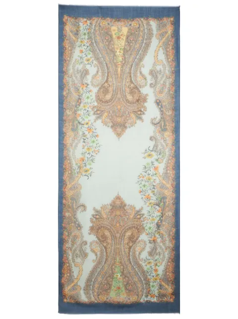 ETRO abstract-print cashmere scarf Blue WATA0010AV494