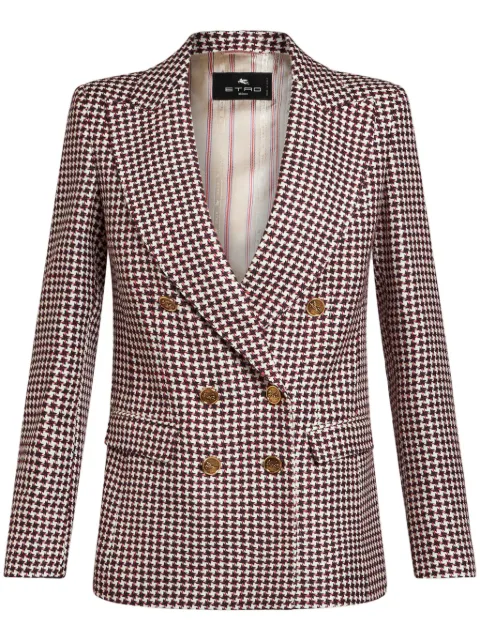 ETRO houndstooth-pattern double-breasted jacket White WRCA001099TJD62
