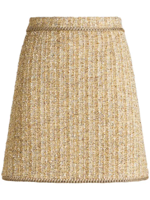 ETRO bouclé high-waisted mini skirt Yellow WRFA005199TTS03