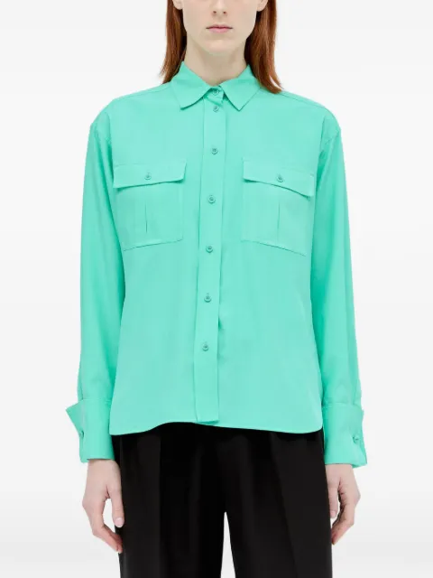 Max Mara flap-pocket silk shirt Green 2411111143600