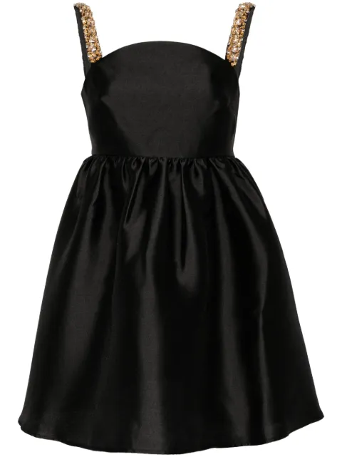 Self-Portrait crystal-embellished flared minidress Black PF24008SB