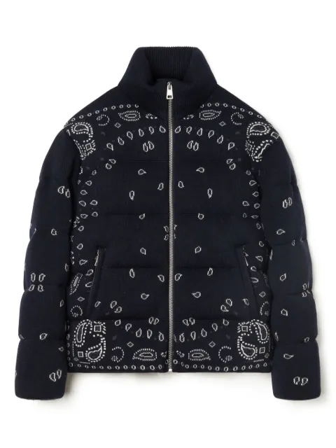 Alanui Bandana jacquard puffer jacket Blue LMED001F23KNI0024684