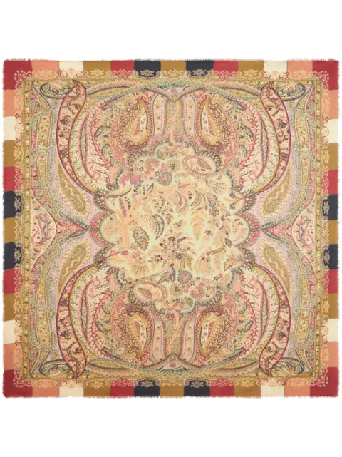 ETRO paisley-print frayed-edge scarf Neutrals WAYA0001AV486