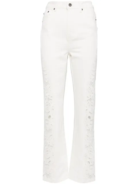 Self-Portrait embroidered cotton jeans White PF24825PW