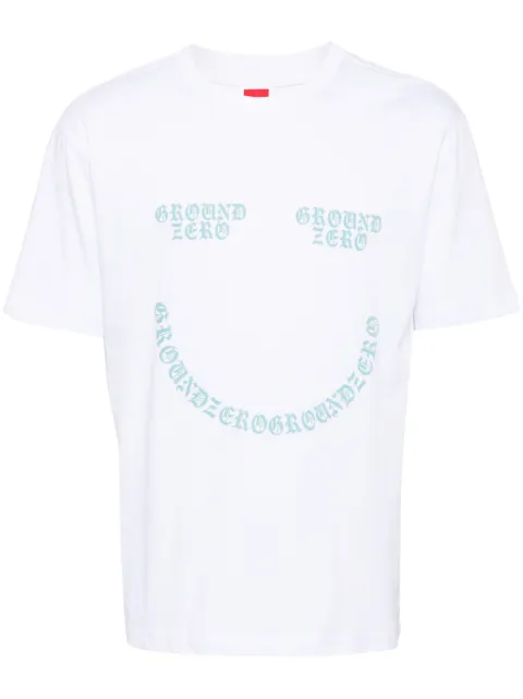 Ground Zero smile logo-print cotton T-shirt White GZOTEAM003650