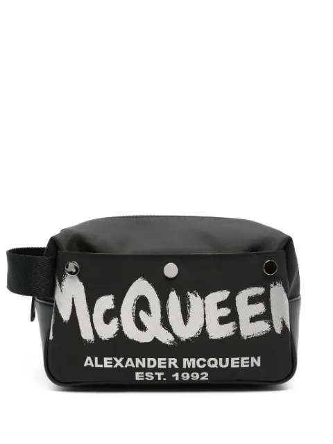 Alexander McQueen logo-print wash bag Black 7917731AAS3
