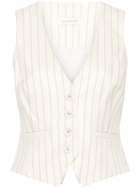 ZIMMERMANN pinstriped herringbone waistcoat Neutrals 1002JS243