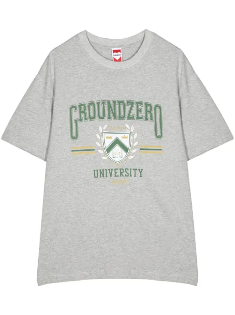Ground Zero University logo-print cotton T-shirt Grey GZOTEAM003660