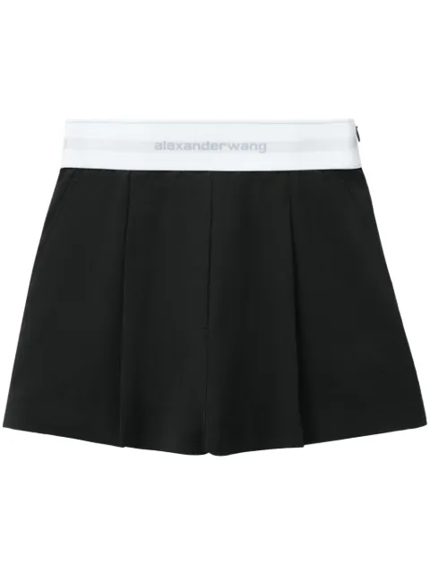 Alexander Wang logo-waistband pleated shorts Black 1WC3244747001