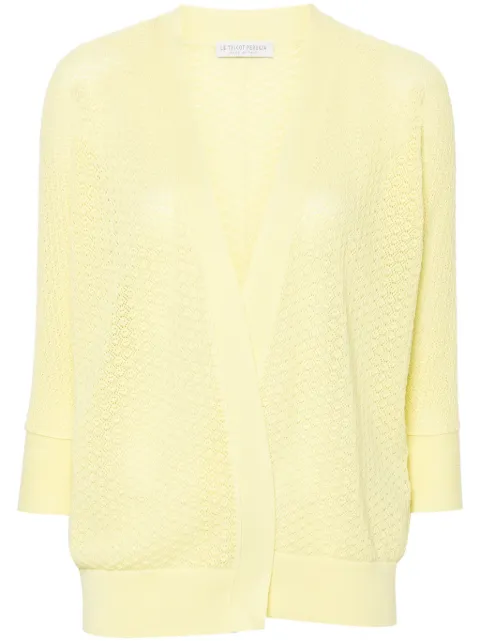 Le Tricot Perugia open-knit cotton cardigan Yellow 260151272