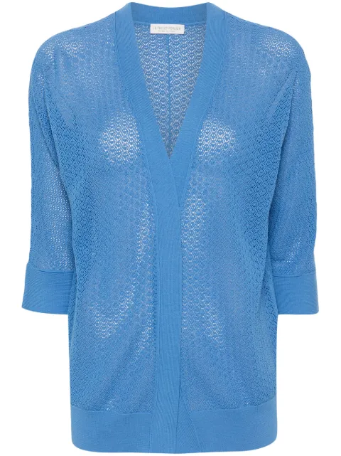 Le Tricot Perugia open-knit cotton cardigan Blue 260151272