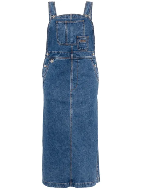 CHOCOOLATE logo-embroidered cotton dungaree dress Blue SKL9564AU